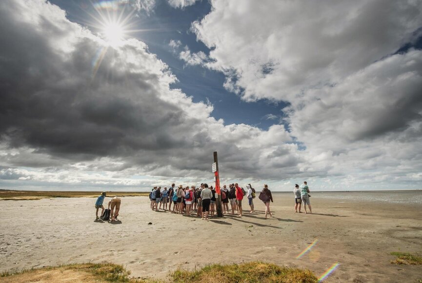 Wattwandergruppe am Strand