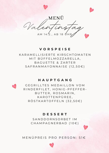 Valentinstagsmenü vom MEERSATT cafe&bar