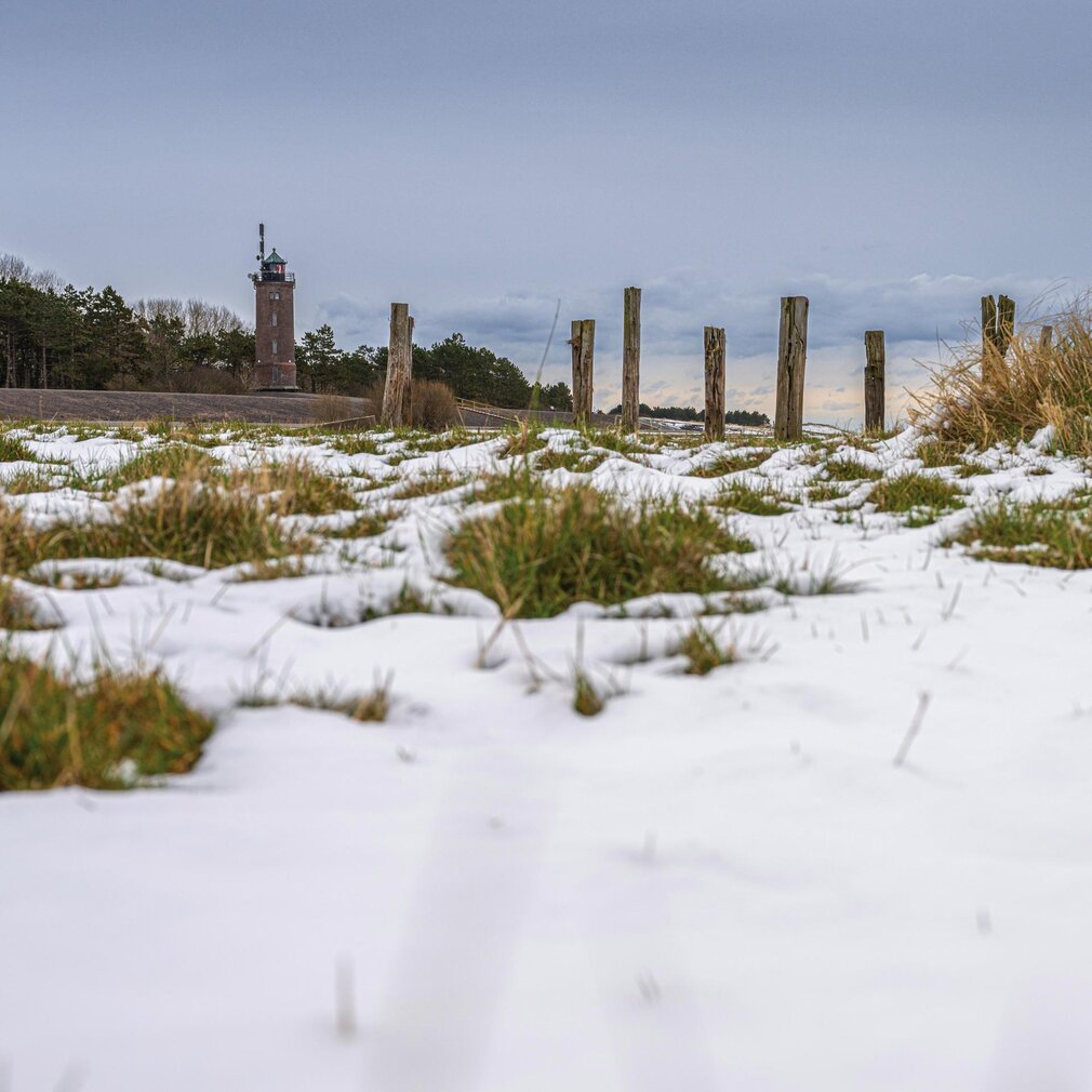 Winterlandschaft am Böhler Leuchtturm