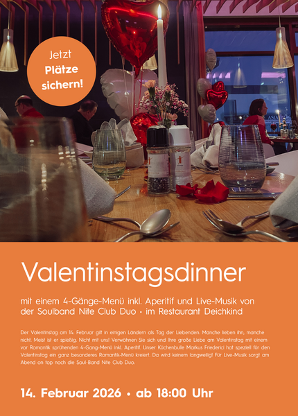 Valentinstagmenü im Deichkind Restaurant im StrandGut 